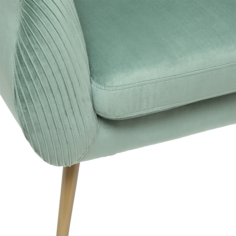 Fauteuil Velours Plissé Vert Jade Solaro Atmosphera