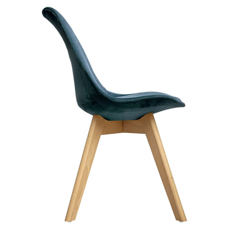 Chaise Velours Baya Bleu Canard Atmosphera