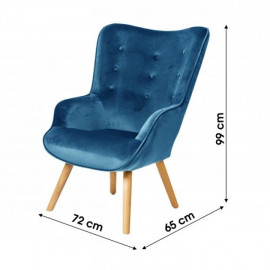 Fauteuil De Salon En Velours Bleu Nuit Home Deco Factory 2