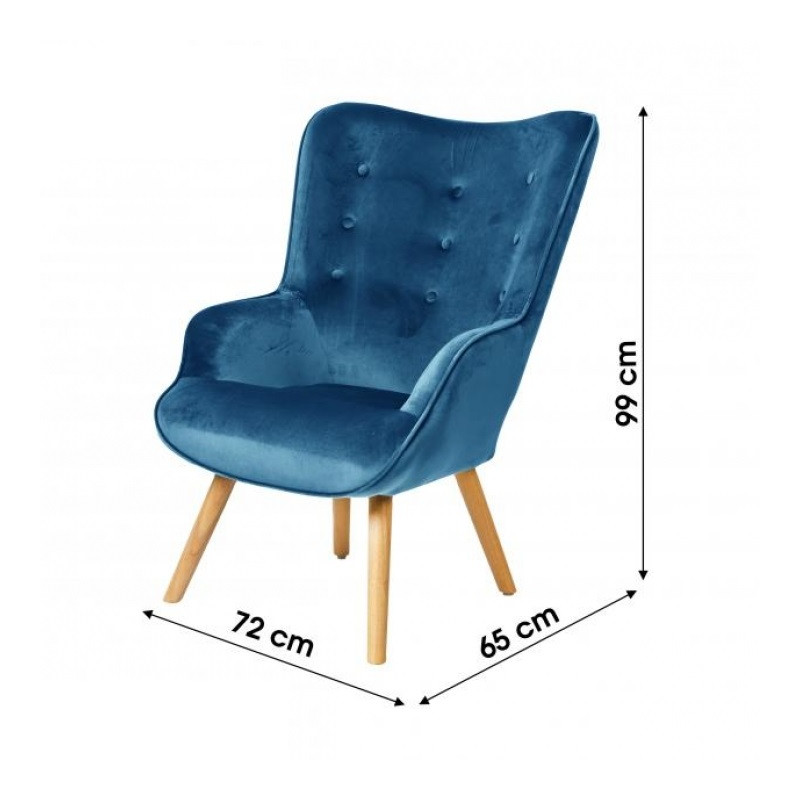 Fauteuil De Salon En Velours Bleu Nuit Home Deco Factory