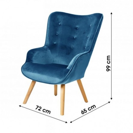 Fauteuil De Salon En Velours Bleu Nuit Home Deco Factory