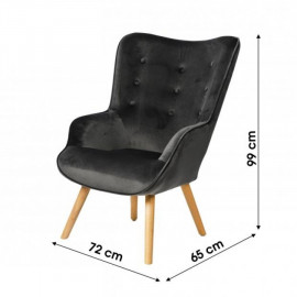 Fauteuil De Salon En Velours Gris Foncé Home Deco Factory 2