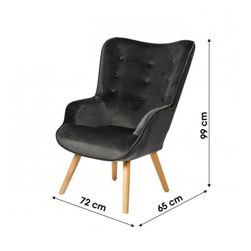 Fauteuil De Salon En Velours Gris Foncé Home Deco Factory