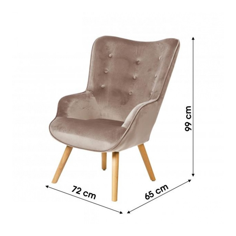 Fauteuil De Salon En Velours Beige Home Deco Factory