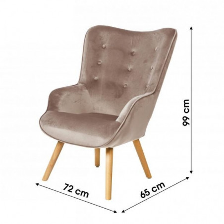 Fauteuil De Salon En Velours Beige Home Deco Factory