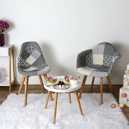 Lot De 2 Chaises Diner Patchwork Gris Home Deco Factory