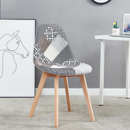 Lot De 2 Chaises Diner Patchwork Gris Home Deco Factory