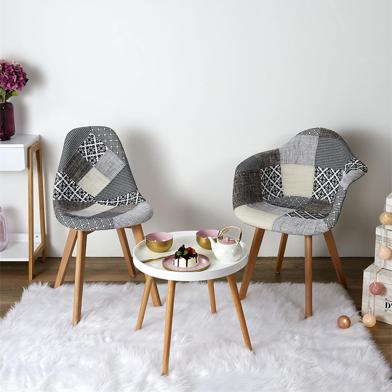 Lot De 4 Chaises Patchwork Gris Home Deco Factory