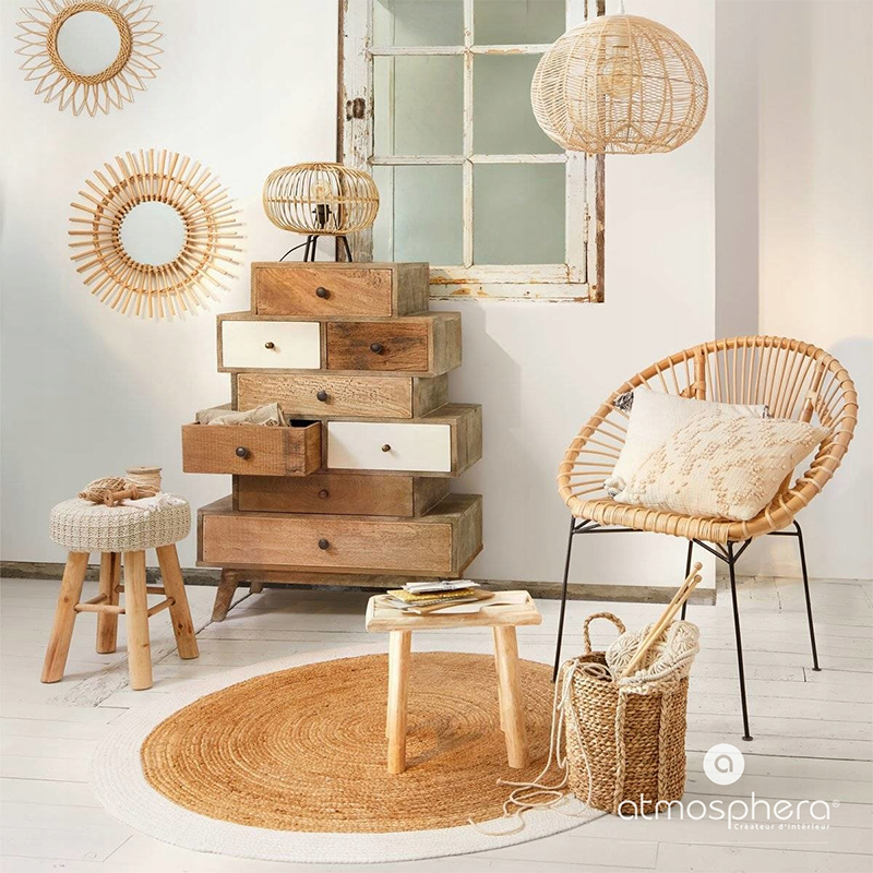 Tabouret en bois beige Suzette