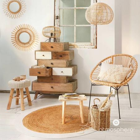 Tabouret en bois beige Suzette