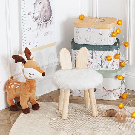 Tabouret Enfant Lapin Blanc Atmosphera