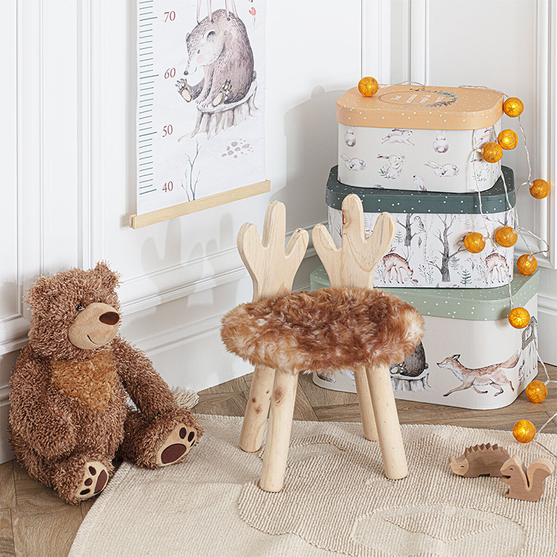 Tabouret Enfant Cerf Beige Atmosphera