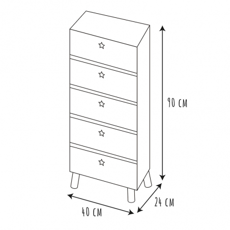 Chiffonnier Like A Star Blanc Home Deco Kids
