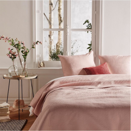 Dessus de lit deluxe Rose poudré 240x260 avec 2 taies 60 x 60 2
