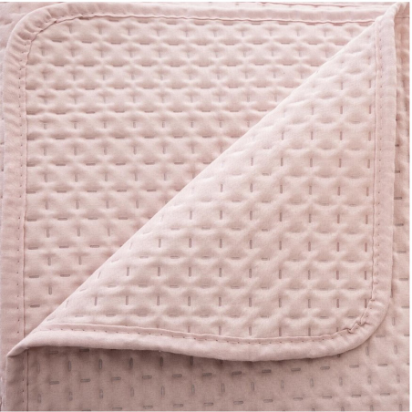 Dessus de lit deluxe Rose poudré 240x260 avec 2 taies 60 x 60