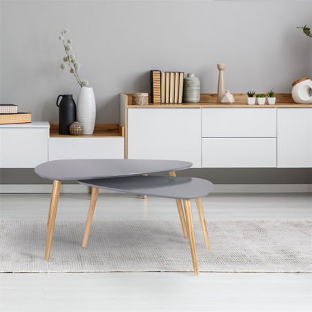 Lot De 2 Tables Gigogne Galet Gris Home Deco Factory