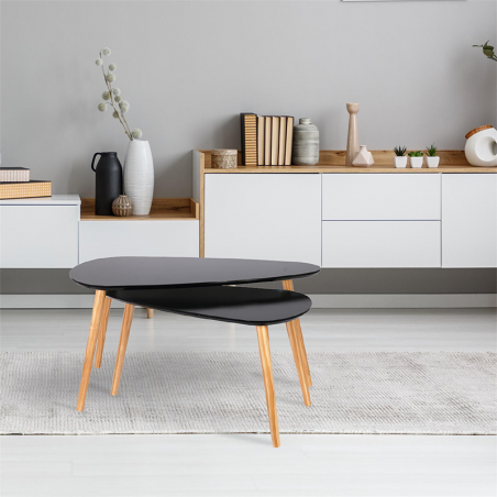 Lot De 2 Tables Gigogne Galet Noir Home Deco Factory