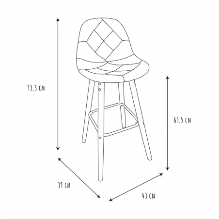 Tabouret De Bar Patchwork Gris Home Deco Factory