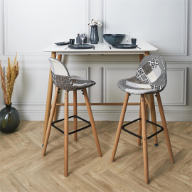 Tabouret De Bar Patchwork Gris Home Deco Factory 2