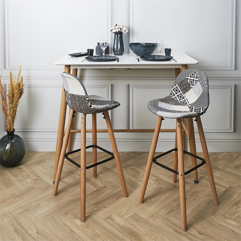 Tabouret De Bar Patchwork Gris Home Deco Factory