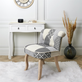 Fauteuil Patchwork Eleonor Gris Home Deco Factory 2