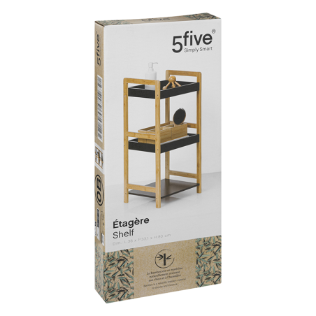 Etagère 3 niveaux Natureo Noire Five