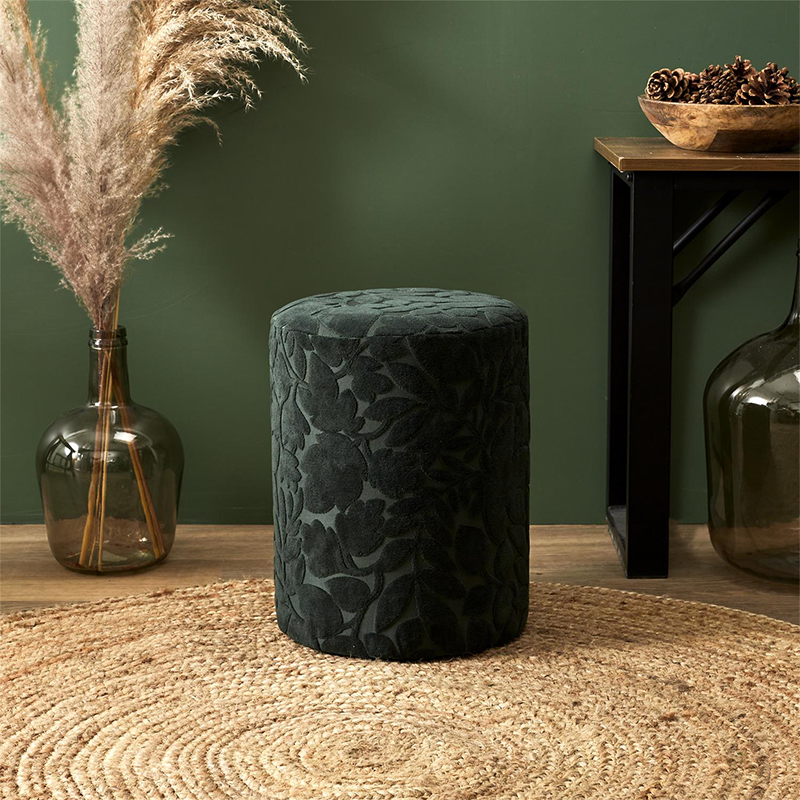 Pouf En Velours Leaf Vert Home Deco Factory