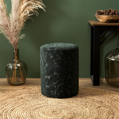 Pouf En Velours Leaf Vert Home Deco Factory