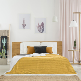 Plaid Flanelle Sherpa Ocre Home Deco Factory 2