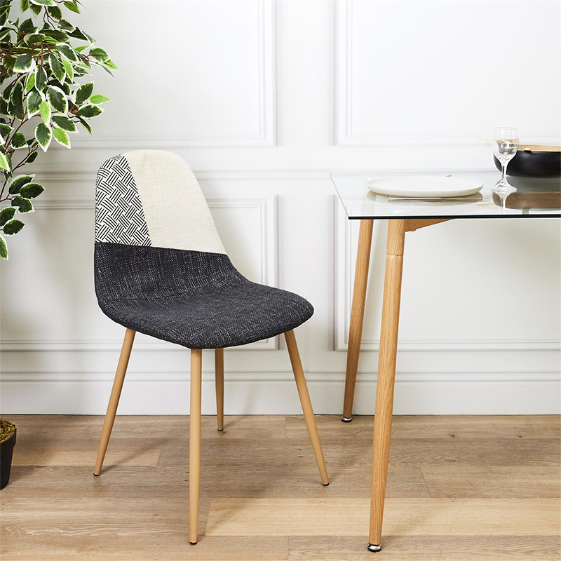 Lot De 2 Chaises First Patchwork Noir Blanc Home Deco Factory