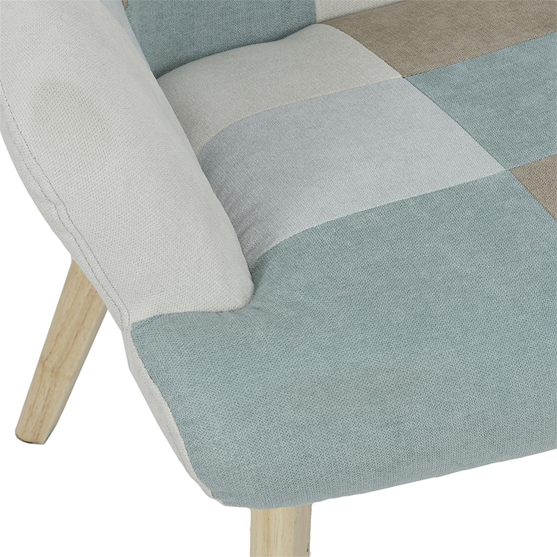 Fauteuil Helsinki Patchwork Bleu Home Deco Factory
