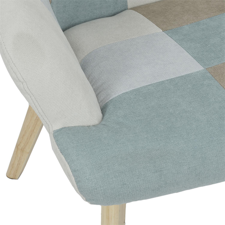 Fauteuil Helsinki Patchwork Bleu Home Deco Factory