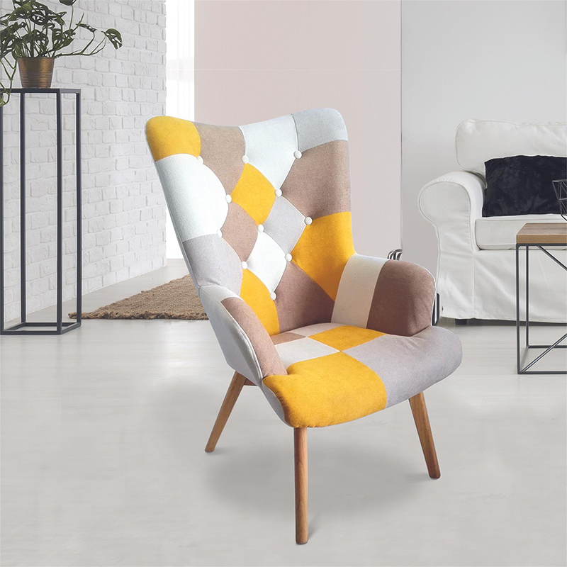 Fauteuil Heliskini Patchwork Jaune Home Deco Factory