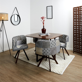 Set Table Avec 4 Chaises Patchwork Gris Home Deco Factory 2