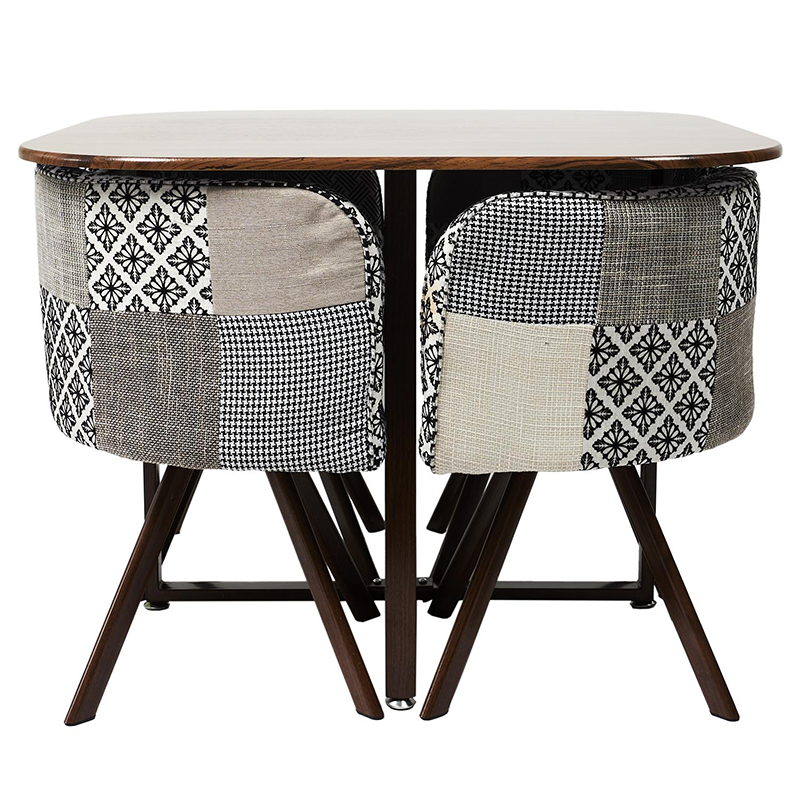 Set Table Avec 4 Chaises Patchwork Gris Home Deco Factory