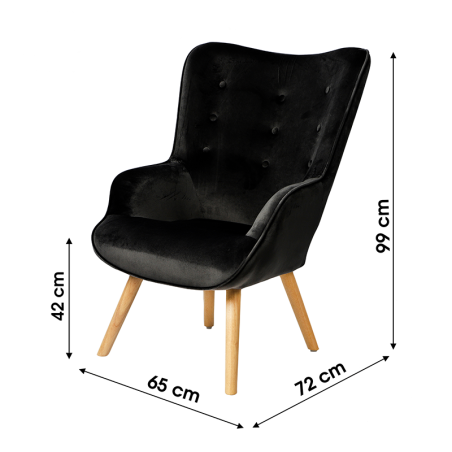 Fauteuil De Salon En Velours Noir Home Deco Factory