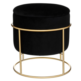 Pouf Coffre Velours Eliane Noir Atmosphera 2