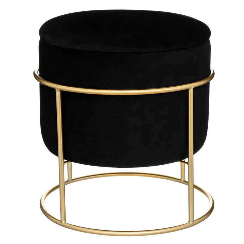 Pouf Coffre Velours Eliane Noir Atmosphera