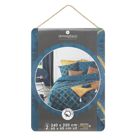 Parure De Lit Imprimée Art Déco Feuilles 240x220 Atmosphera