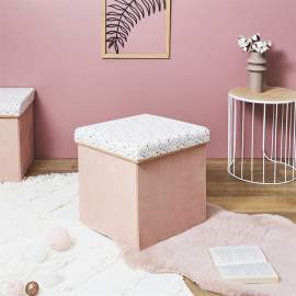 Coffre Pouf Pliable Terrazzo Rose Home Deco Factory 2