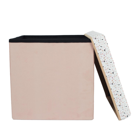 Coffre Pouf Pliable Terrazzo Rose Home Deco Factory
