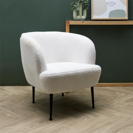 Fauteuil Bouclette Kiera Blanc Home Deco Factory 2