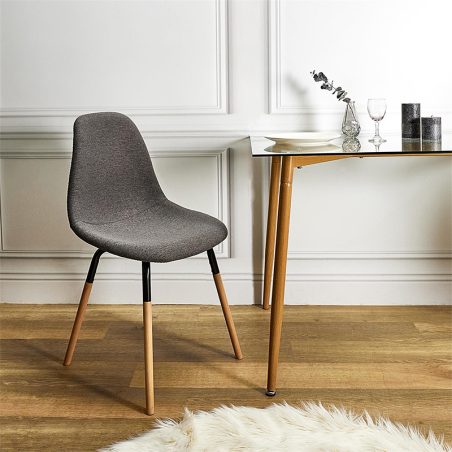 Lot De 2 Chaises Scandinave En Tissu Phenix Gris Foncé Home Deco Factory