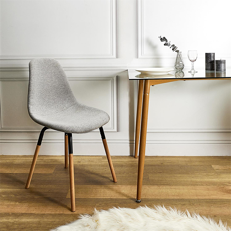 Lot De 2 Chaises Scandinave Tissu Phenix Gris Clair Home Deco Factory