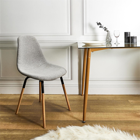 Lot De 2 Chaises Scandinave Tissu Phenix Gris Clair Home Deco Factory