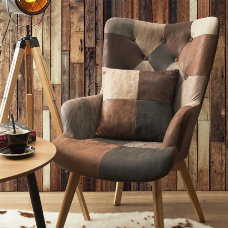 Fauteuil Helsinki Patchwork PU Home Deco Factory