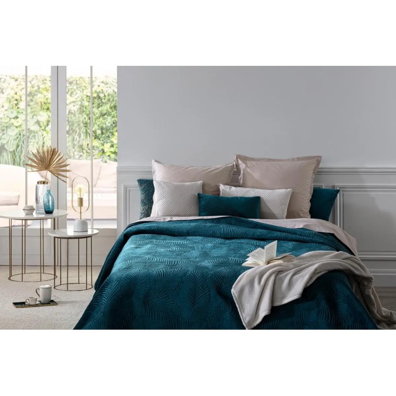 Dessus de lit Feuille Bleu 240x260 Atmosphera