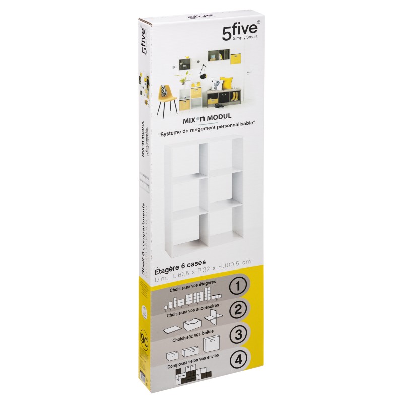 Étagère 6 Cases Mix Blanc Atmosphera