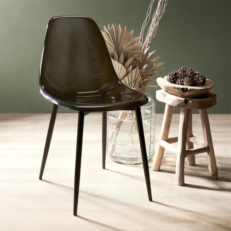 Lot De 4 Chaises Transparente Noires Home Deco Factory
