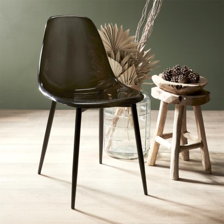 Lot De 4 Chaises Transparente Noires Home Deco Factory